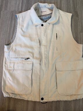 Men's Vintage Cream Utility Vest with Multiple Pockets